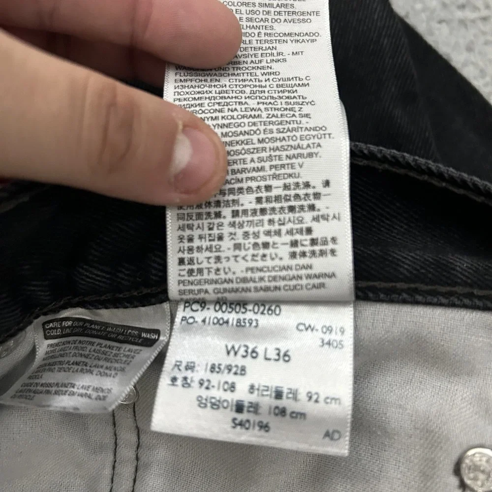 Levis Jeans Men 36x36 Black Denim 505 Regular Straight American Work Wear Cotton